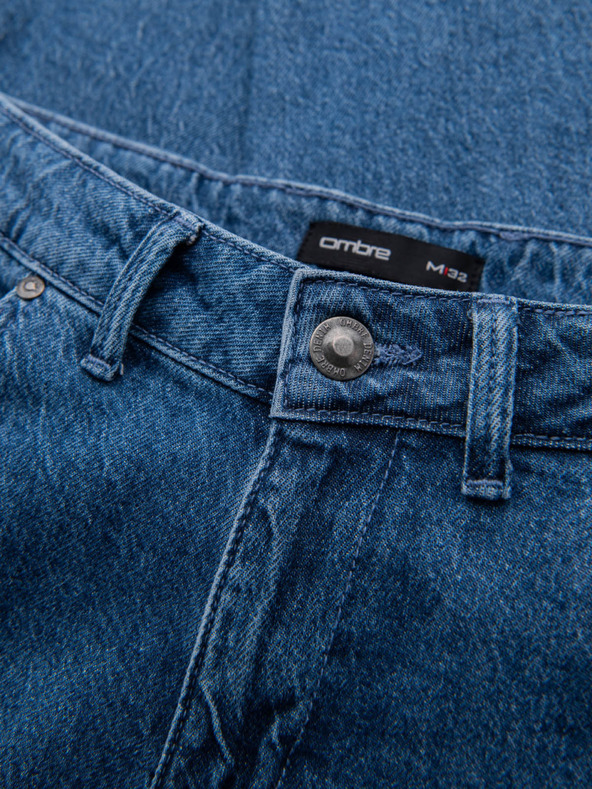 Ombre Clothing Pánské klasické seprané džíny REGULAR FIT modrá Ombre Clothing