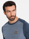 Ombre Clothing Pánský pletený svetr RELAXED FIT se vzorem modrá Ombre Clothing