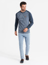 Ombre Clothing Pánský pletený svetr RELAXED FIT se vzorem modrá Ombre Clothing