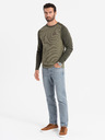 Ombre Clothing Pánský pletený svetr RELAXED FIT se vzorem zelená Ombre Clothing