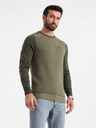 Ombre Clothing Pánský pletený svetr RELAXED FIT se vzorem zelená Ombre Clothing