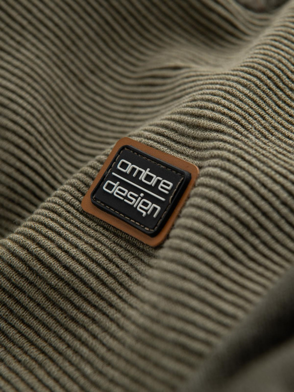 Ombre Clothing Pánský pletený svetr RELAXED FIT se vzorem zelená Ombre Clothing