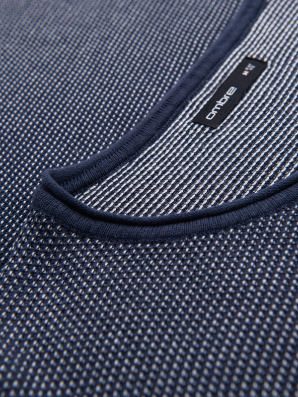 Ombre Clothing Pánský pletený svetr RELAXED FIT se vzorem modrá Ombre Clothing