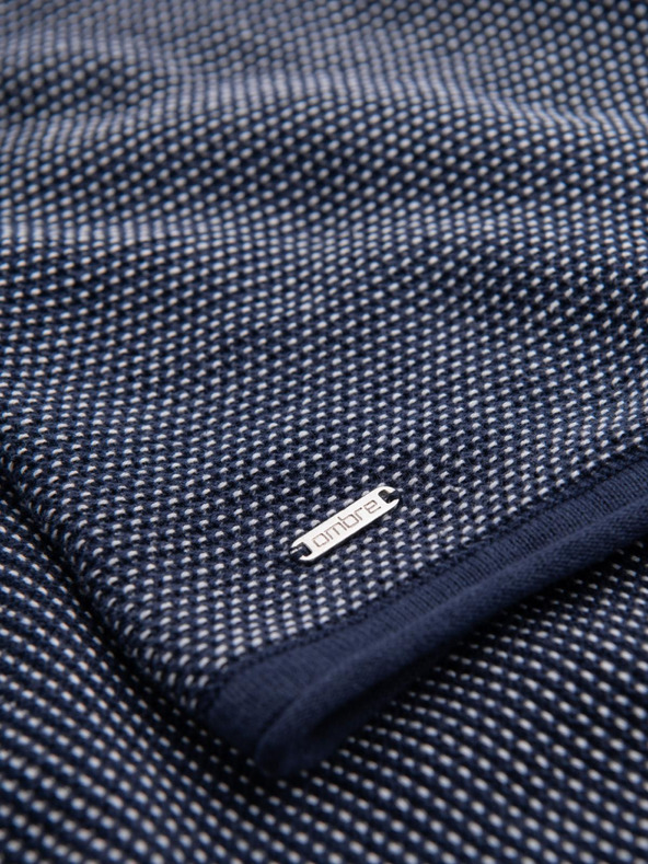 Ombre Clothing Pánský pletený svetr RELAXED FIT se vzorem modrá Ombre Clothing