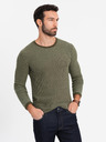 Ombre Clothing Pánský pletený svetr RELAXED FIT se vzorem zelená Ombre Clothing