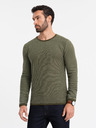 Ombre Clothing Pánský pletený svetr RELAXED FIT se vzorem zelená Ombre Clothing