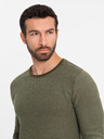 Ombre Clothing Pánský pletený svetr RELAXED FIT se vzorem zelená Ombre Clothing