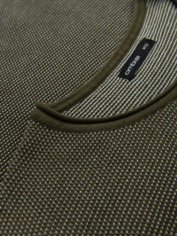 Ombre Clothing Pánský pletený svetr RELAXED FIT se vzorem zelená Ombre Clothing