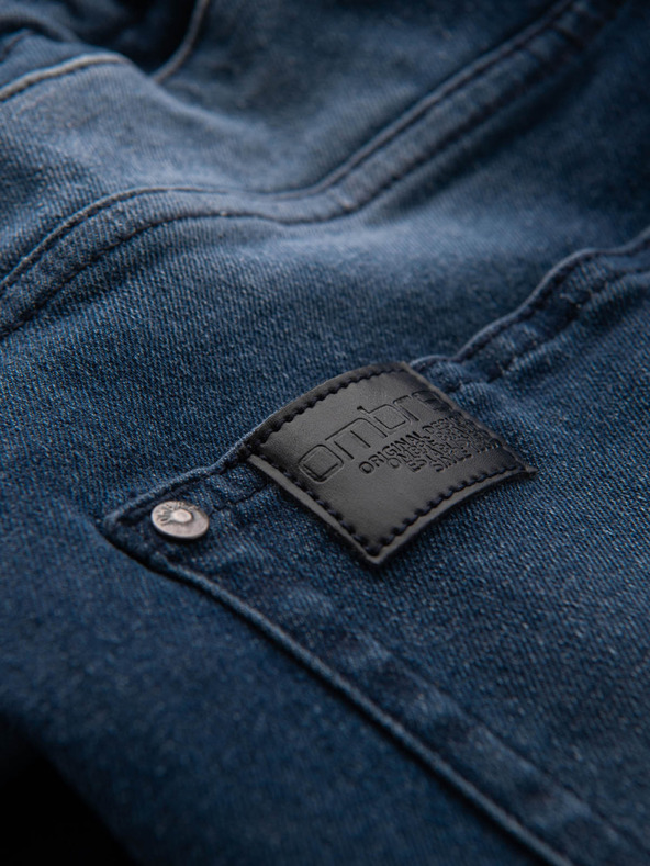 Ombre Clothing Pánské kalhoty JOGGERY s cargo kapsami na zip modrá Ombre Clothing