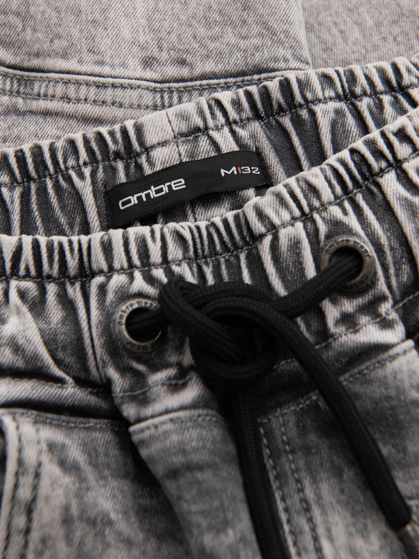 Ombre Clothing Pánské kalhoty JOGGERY s cargo kapsami na zip šedá Ombre Clothing