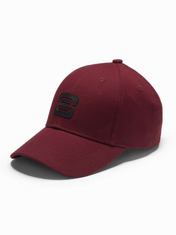 Ombre Clothing Pánská baseballová čepice s logem vínová Ombre Clothing
