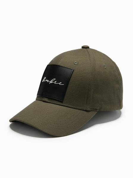 Ombre Clothing Pánská kšiltovka s kšiltem a velkou nášivkou khaki Ombre Clothing
