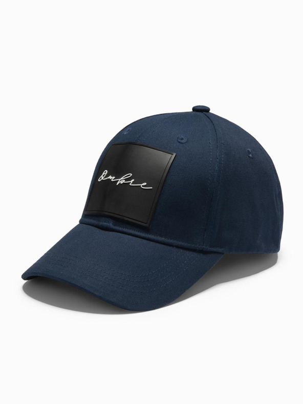 Ombre Clothing Pánská baseballová čepice s velkou nášivkou tmavě modrá Ombre Clothing