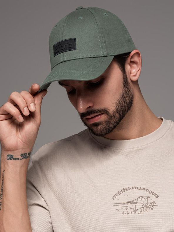 Ombre Clothing Pánská kšiltovka s kšiltem a obdélníkovou nášivkou zelená Ombre Clothing