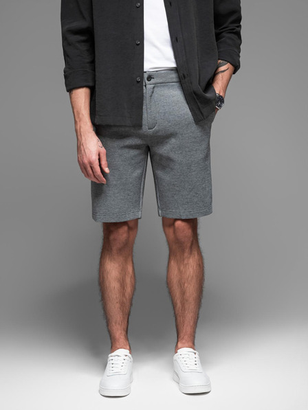 Ombre Clothing Pánské bavlněné teplákové šortky BASIC šedé Ombre Clothing