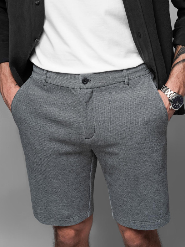 Ombre Clothing Pánské bavlněné teplákové šortky BASIC šedé Ombre Clothing