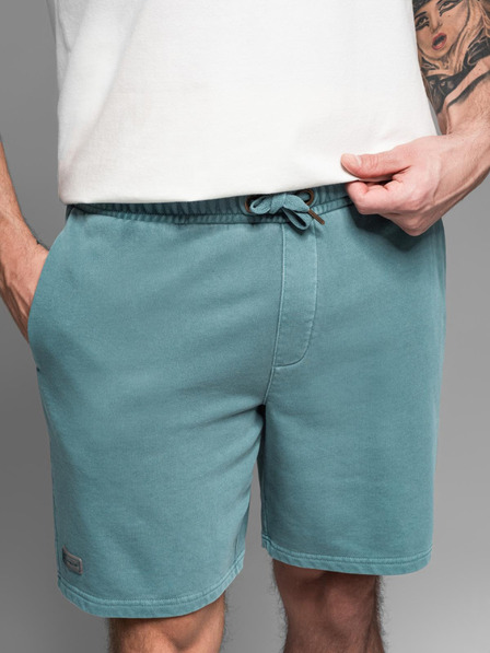 Ombre Clothing Pánské bavlněné teplákové šortky BASIC modré Ombre Clothing