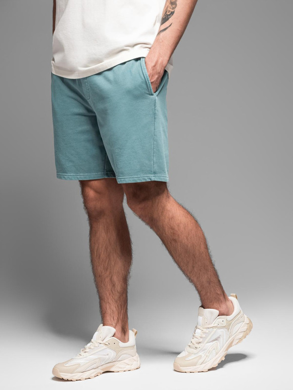 Ombre Clothing Pánské bavlněné teplákové šortky BASIC modré Ombre Clothing