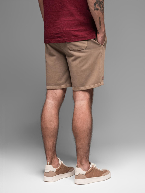 Ombre Clothing Pánské bavlněné teplákové šortky BASIC hnědé Ombre Clothing