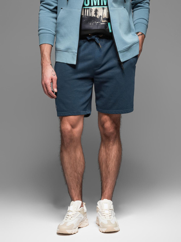 Ombre Clothing Pánské bavlněné teplákové šortky BASIC modré Ombre Clothing