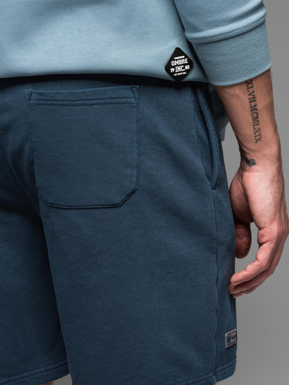 Ombre Clothing Pánské bavlněné teplákové šortky BASIC modré Ombre Clothing