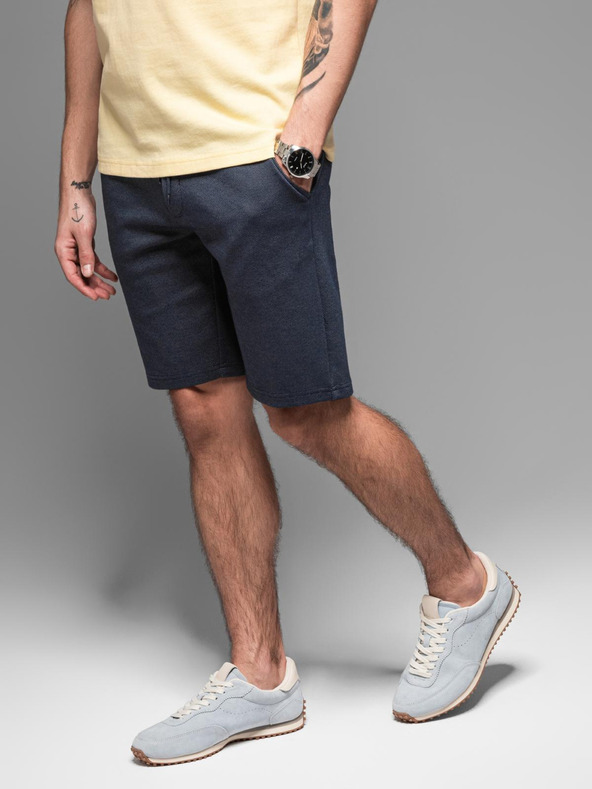 Ombre Clothing Pánské bavlněné teplákové šortky BASIC modré Ombre Clothing