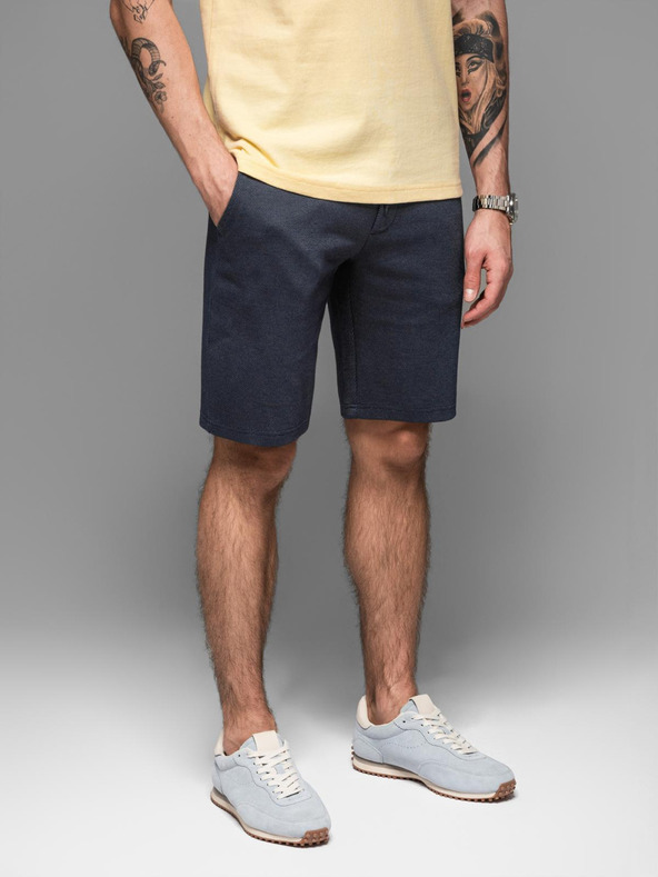 Ombre Clothing Pánské bavlněné teplákové šortky BASIC modré Ombre Clothing