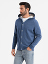 Ombre Clothing Pánská mikina s kapucí na knoflíky modrá Ombre Clothing
