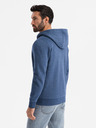 Ombre Clothing Pánská mikina s kapucí na knoflíky modrá Ombre Clothing