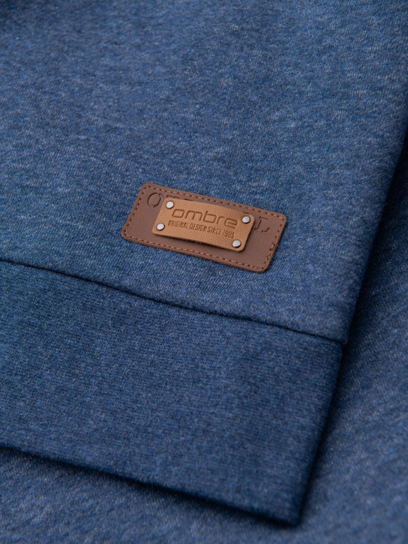 Ombre Clothing Pánská mikina s kapucí na knoflíky modrá Ombre Clothing