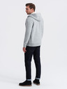 Ombre Clothing Pánská mikina s kapucí na knoflíky - šedá melanž V2 OM-SSZP-0186 Ombre Clothing
