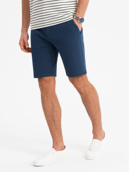 Ombre Clothing Pánské krátké šortky SLIM FIT ze strukturovaného melanžového úpletu modré Ombre Clothing