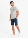 Ombre Clothing Pánské krátké šortky SLIM FIT ze strukturovaného melanžového úpletu modré Ombre Clothing