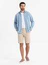 Ombre Clothing Pánské krátké šortky SLIM FIT ze strukturovaného melanžového úpletu béžové Ombre Clothing