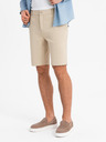 Ombre Clothing Pánské krátké šortky SLIM FIT ze strukturovaného melanžového úpletu béžové Ombre Clothing