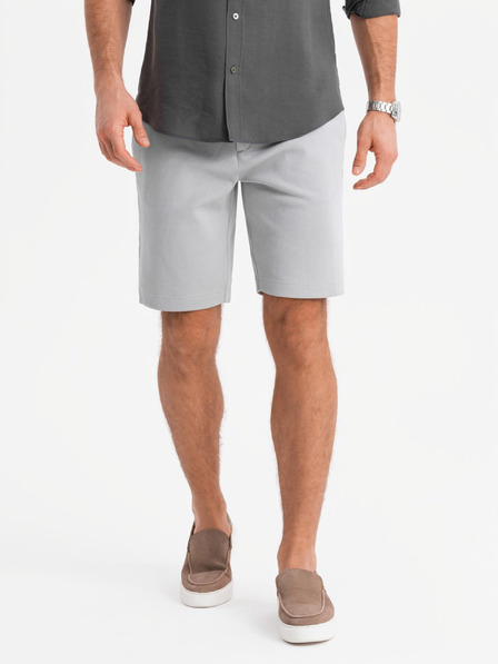 Ombre Clothing Pánské krátké šortky SLIM FIT ze strukturovaného melanžového úpletu světle šedé Ombre Clothing