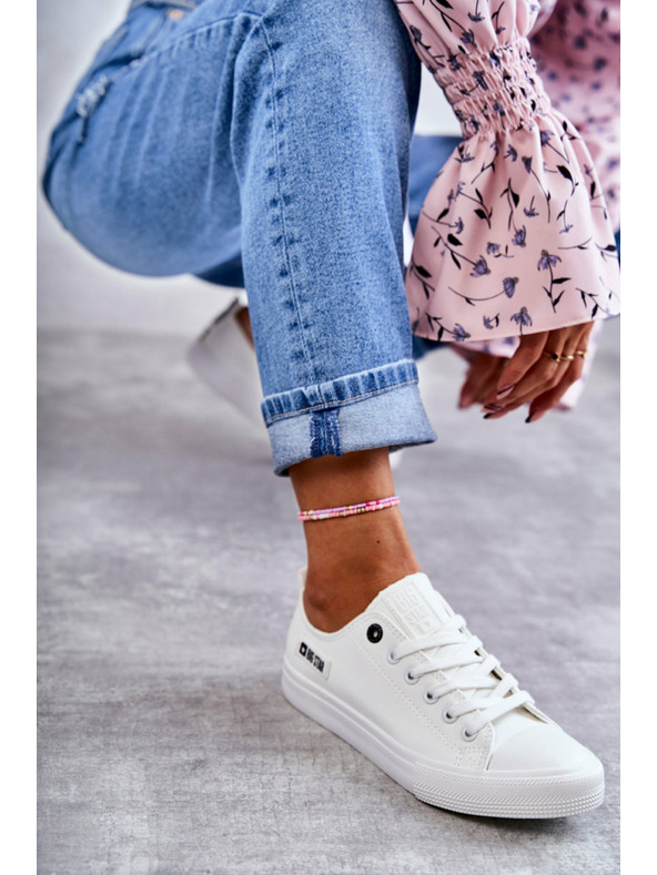 BIG STAR SHOES Dámské nízké kožené tenisky Big Star Bílé