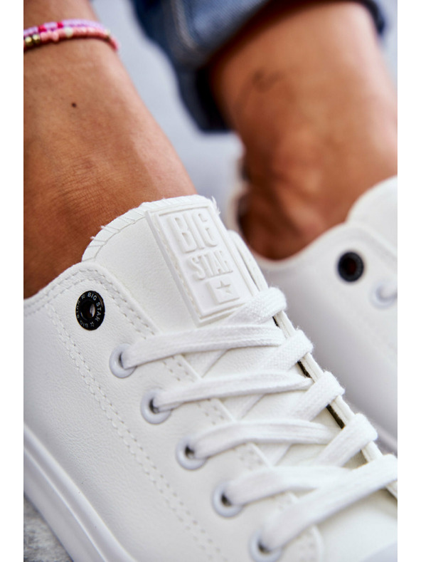 BIG STAR SHOES Dámské nízké kožené tenisky Big Star Bílé