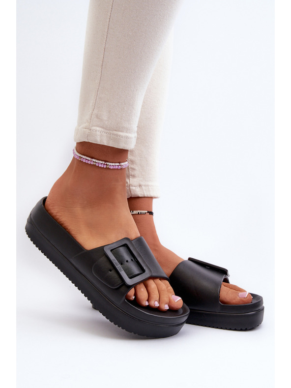 BIG STAR SHOES Dámské pěnové pantofle na platformě s přezkou Big Star černá