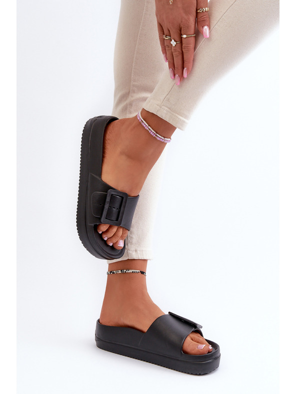 BIG STAR SHOES Dámské pěnové pantofle na platformě s přezkou Big Star černá