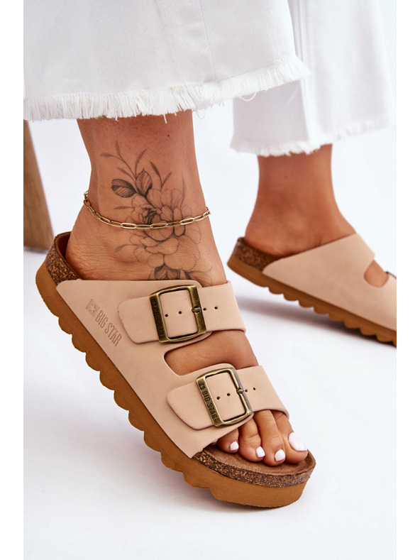 BIG STAR SHOES Klasické dámské pantofle Big Star LL274478 Béžové