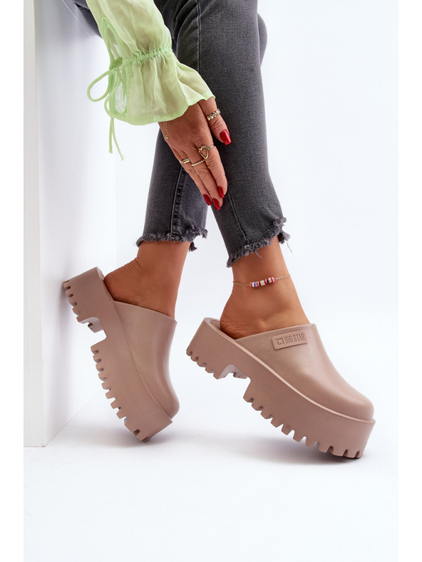 BIG STAR SHOES Dámské pantofle na masivní podrážce Big Star Béžová