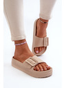 BIG STAR SHOES Dámské pěnové pantofle na platformě s přezkou Big Star béžová