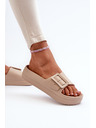 BIG STAR SHOES Dámské pěnové pantofle na platformě s přezkou Big Star béžová