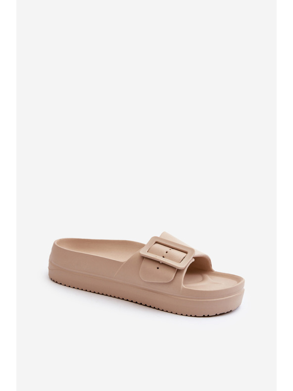 BIG STAR SHOES Dámské pěnové pantofle na platformě s přezkou Big Star béžová