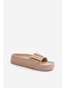 BIG STAR SHOES Dámské pěnové pantofle na platformě s přezkou Big Star béžová