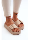 BIG STAR SHOES Dámské pěnové pantofle na platformě s přezkou Big Star béžová
