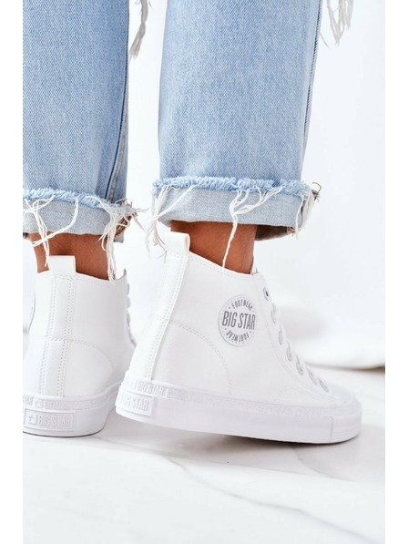 BIG STAR SHOES Women's Leather High Sneakers Big Star bílá