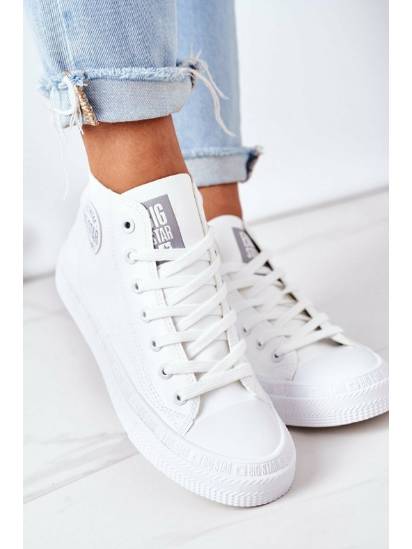 BIG STAR SHOES Women's Leather High Sneakers Big Star bílá