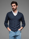 Ombre Clothing Pánský pletený svetr se strukturovanými puntíky - tmavě modrý Ombre Clothing